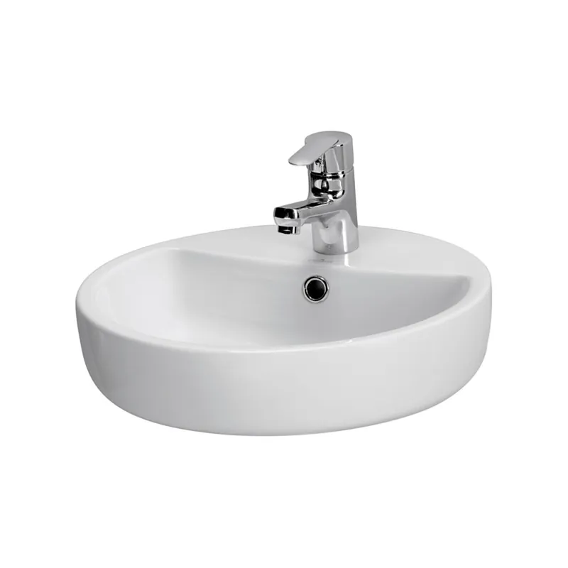Lavoar pe blat alb lucios 44 cm, rotund, Cersanit Caspia Reducere