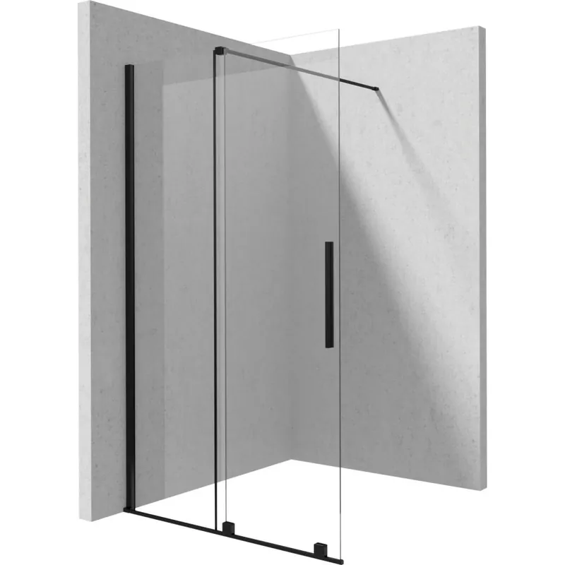 Paravan dus sticla securizata walk-in cu usa glisanta, 90x195 cm, negru mat, Deante Prizma + CADOU Reducere