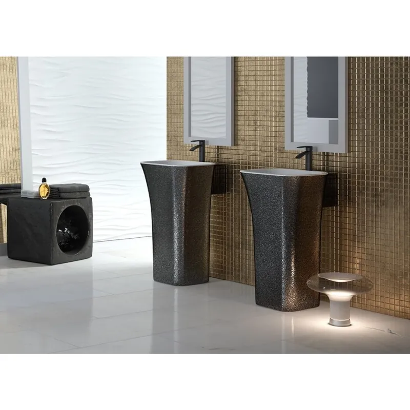 Cumpără online Lavoar freestanding graphite/alb 52 cm din compozit mineral DuraBe, Besco Assos Glam