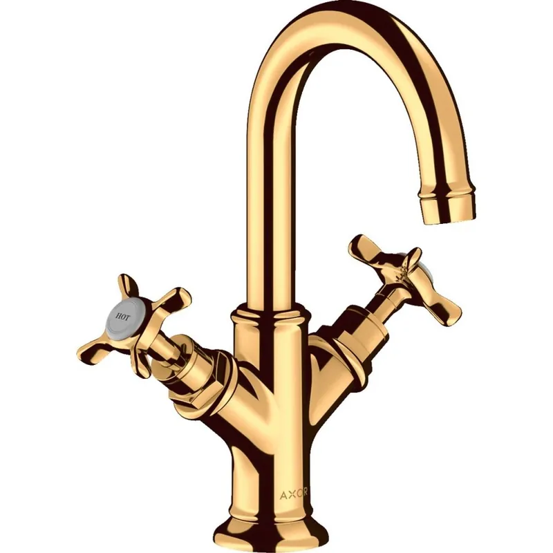 Bestseller Baterie lavoar baie auriu lucios, dubla comanda, ventil pop-up, Hansgrohe Axor Montreux 160