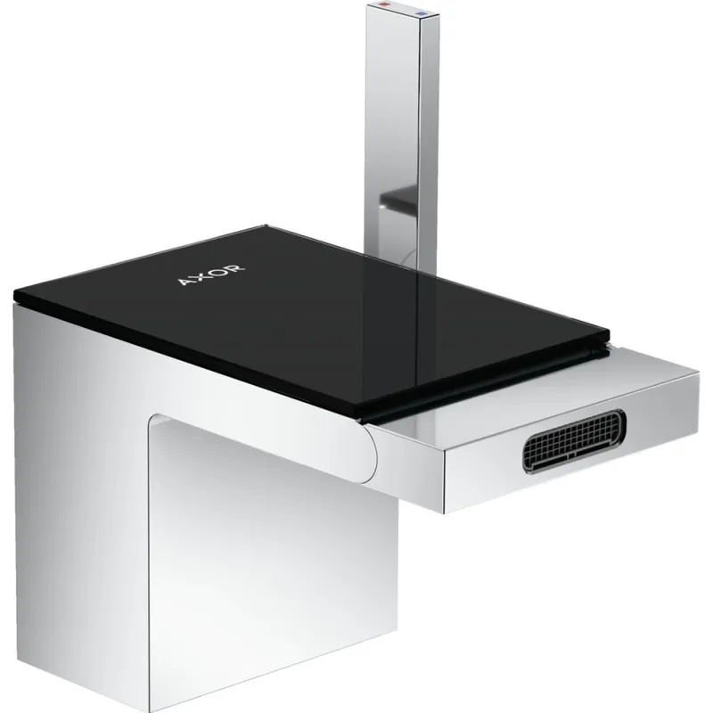Baterie bideu crom/sticla neagra cu ventil click-clack inclus Hansgrohe Axor MyEdition Expediere rapidă