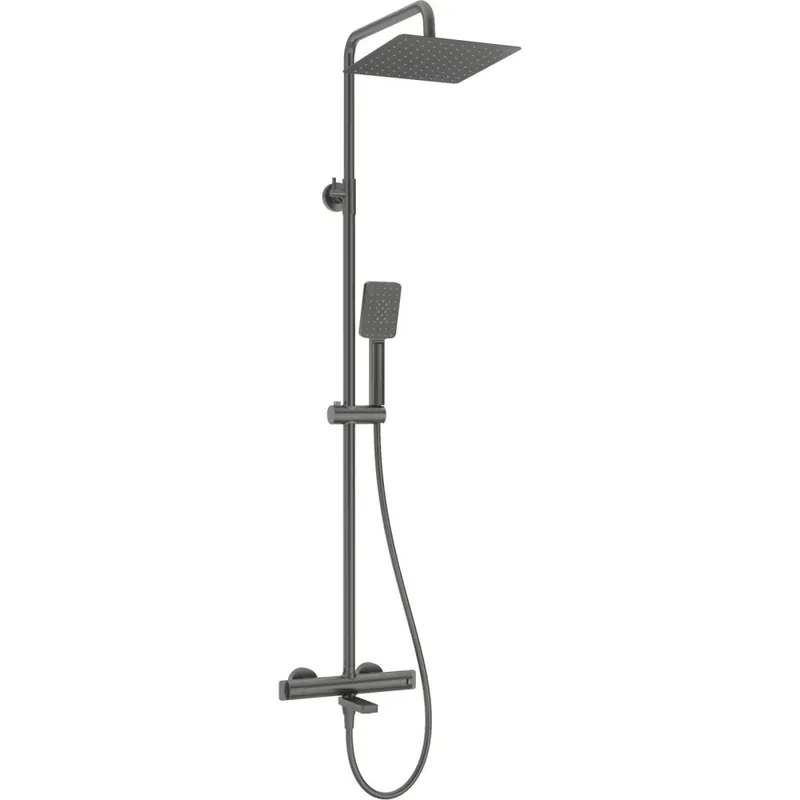 Coloana de dus titan cu baterie termostatata, culoare titan, Deante Premium