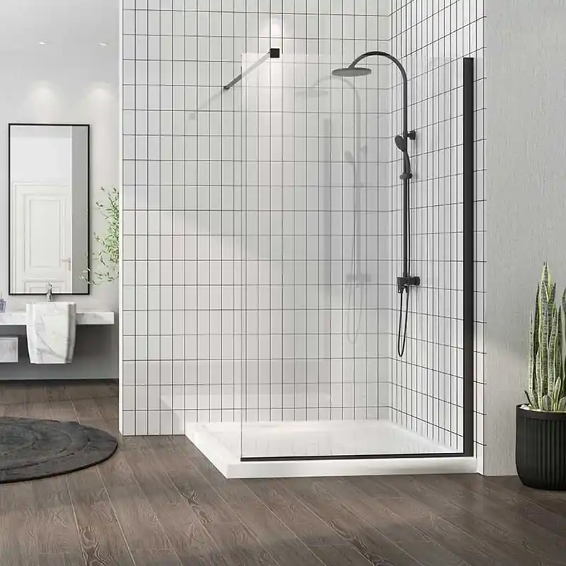 Paravan dus sticla securizata easy clean,walk-in negru mat 80x200 cm, Mediterraneo, Foxy + CADOU Ultima șansă
