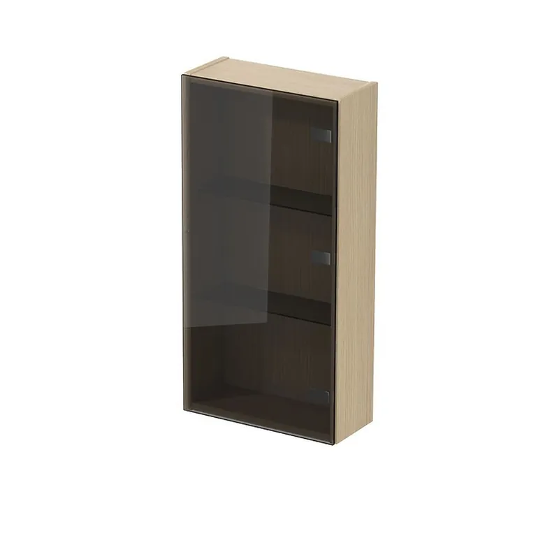 Disponibil imediat Dulap baie suspendat Cersanit Inverto, o usa sticla fumurie, 40 cm, stejar, montat
