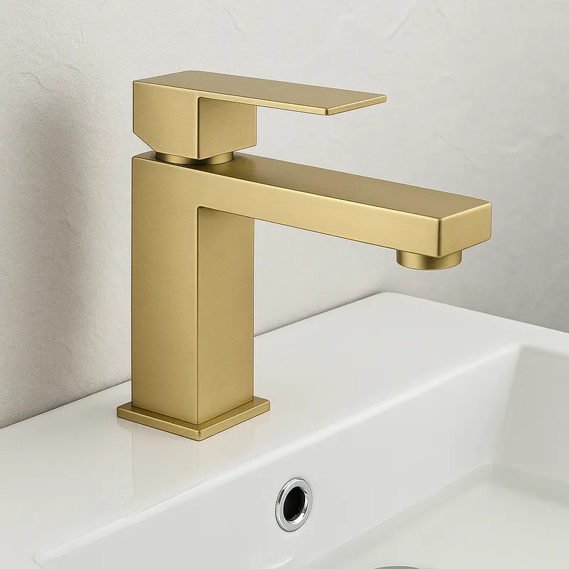 Reducere specială Baterie Moderna de Lavoar Alama Masiva Auriu Mat