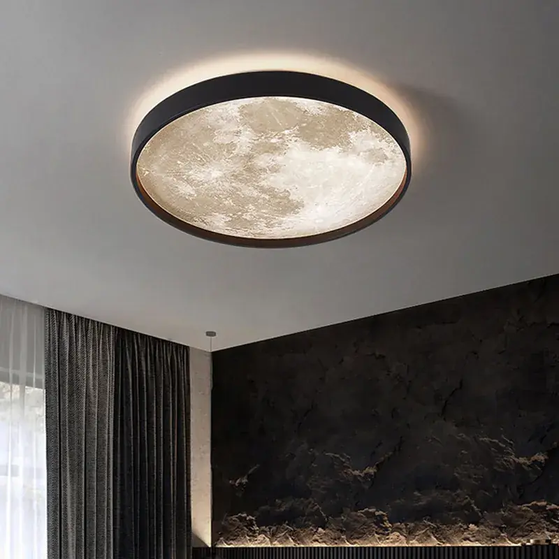 Plafoniera LED Maxi MOON Neagra 48cm Echivalent 400W Lichidare de stoc