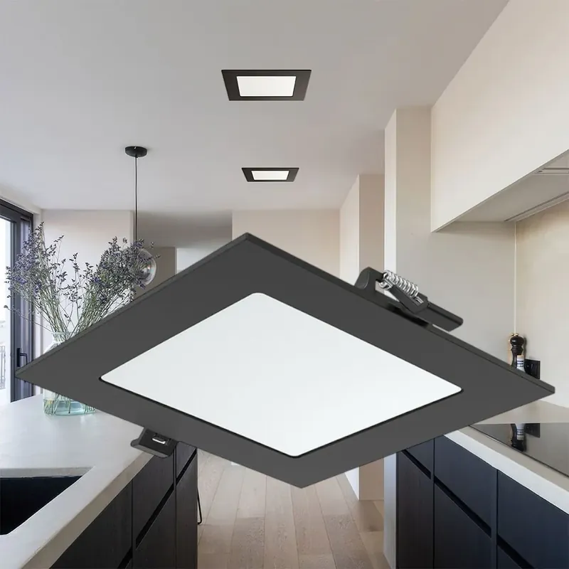 Spot LED 4W CCT Slim Patrat Negru / Dimabil / 90mm / Incastrabil IP40 / 3 Lumini Vezi acum