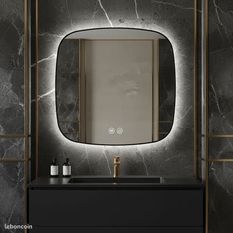 Oglinda LED DUBLIN Black 80x80CM 3 Lumini si Touch Disponibil imediat