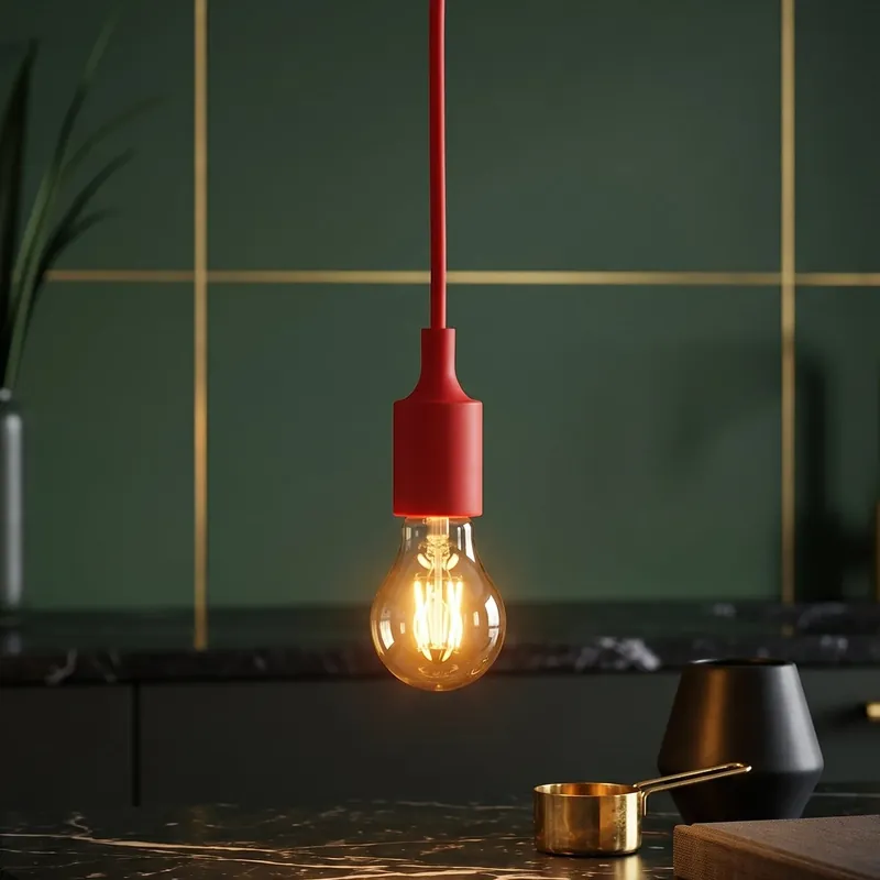 Pendul Silicone Rosu Vogue E27 60W Erste Reducere