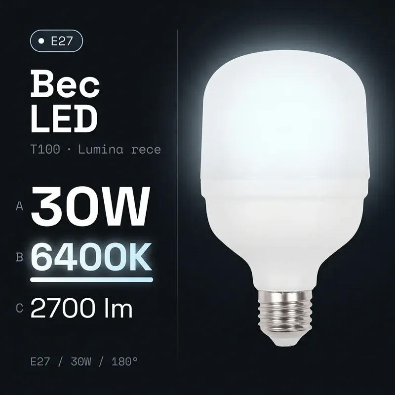Reducere de preț Bec LED Titan Polar T100 Mat E27 Lumina Rece 30W Echivalent 200W