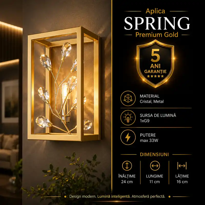 Aplica Premium Spring Gold 1xG9 Plată securizată