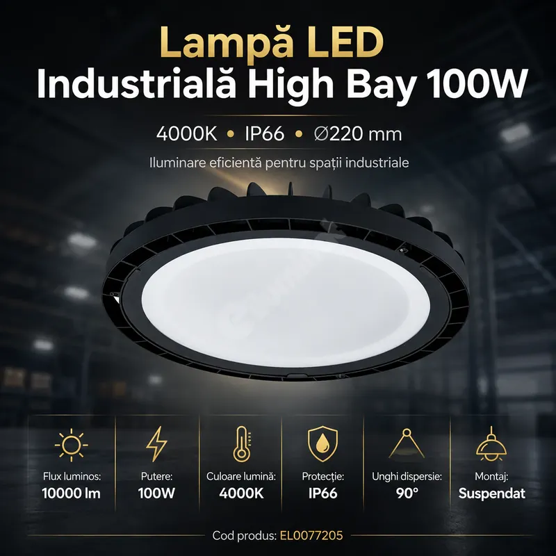 Lampa LED Industriala PHILIPS High Bay 100W 4000K IP66 Ø220mm Calitate înaltă