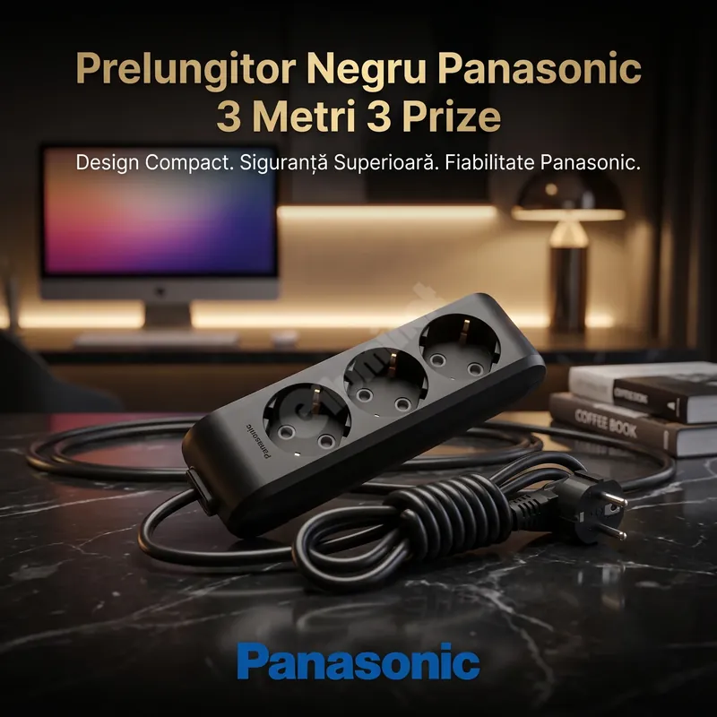 Prelungitor Negru Panasonic 3 Metri 3 Prize Ofertă de sezon