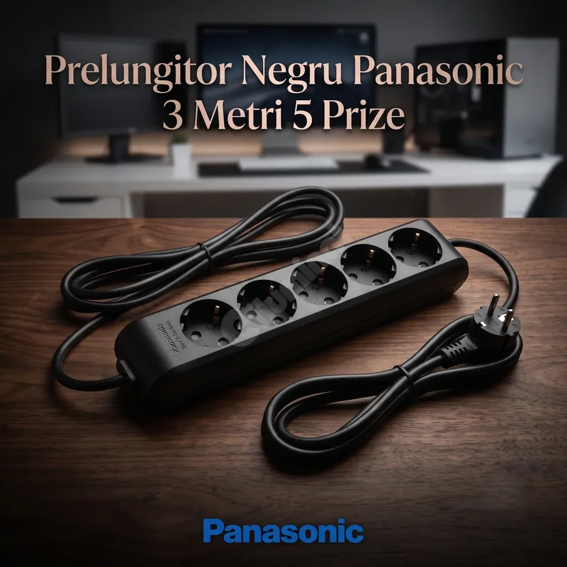 Ofertă specială Prelungitor Negru Panasonic 3 Metri 5 Prize