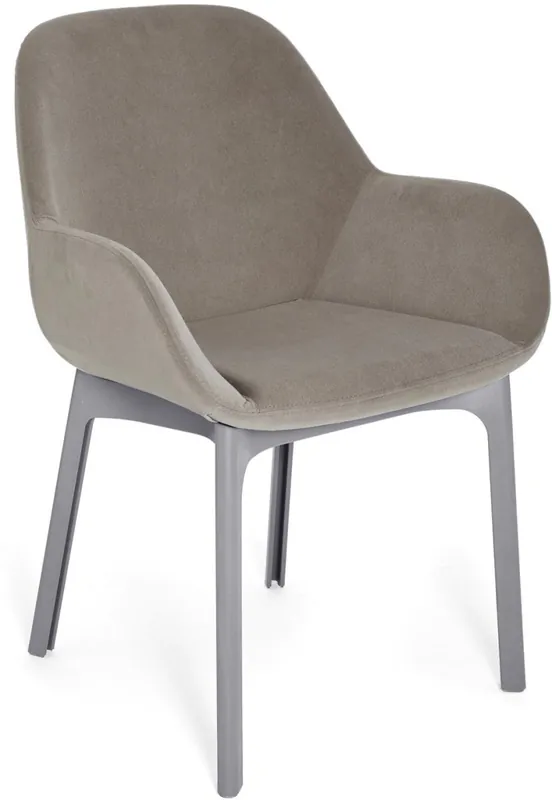 Discount Scaun Kartell Clap design Patricia Urquiola, baza gri, tapiterie Aquaclean ecru
