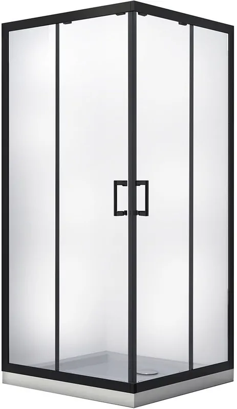 Cabina de dus patrata Besco Modern 90x90 tratata anticalcar, profil negru Livrare expres