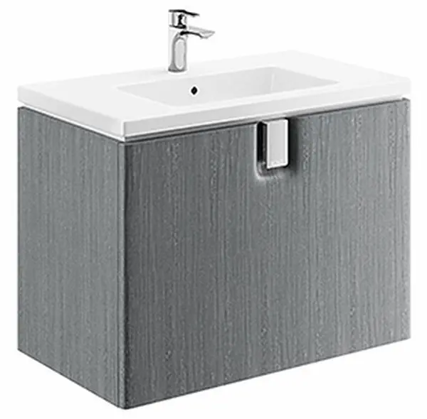 Set mobillier Kolo Twins Slim 80cm cu lavoar si dulap baza cu un sertar inchidere lenta, gri argintiu Preferatul clienților