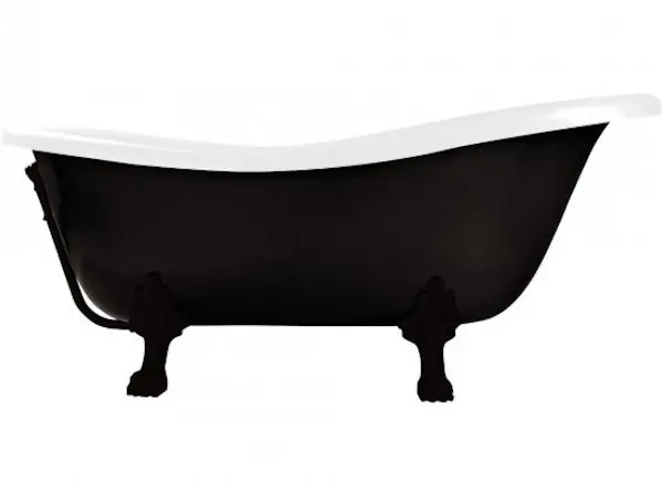 Cada retro freestanding Besco Otylia Black & White 160x77cm cu picioare negru mat Reducere specială