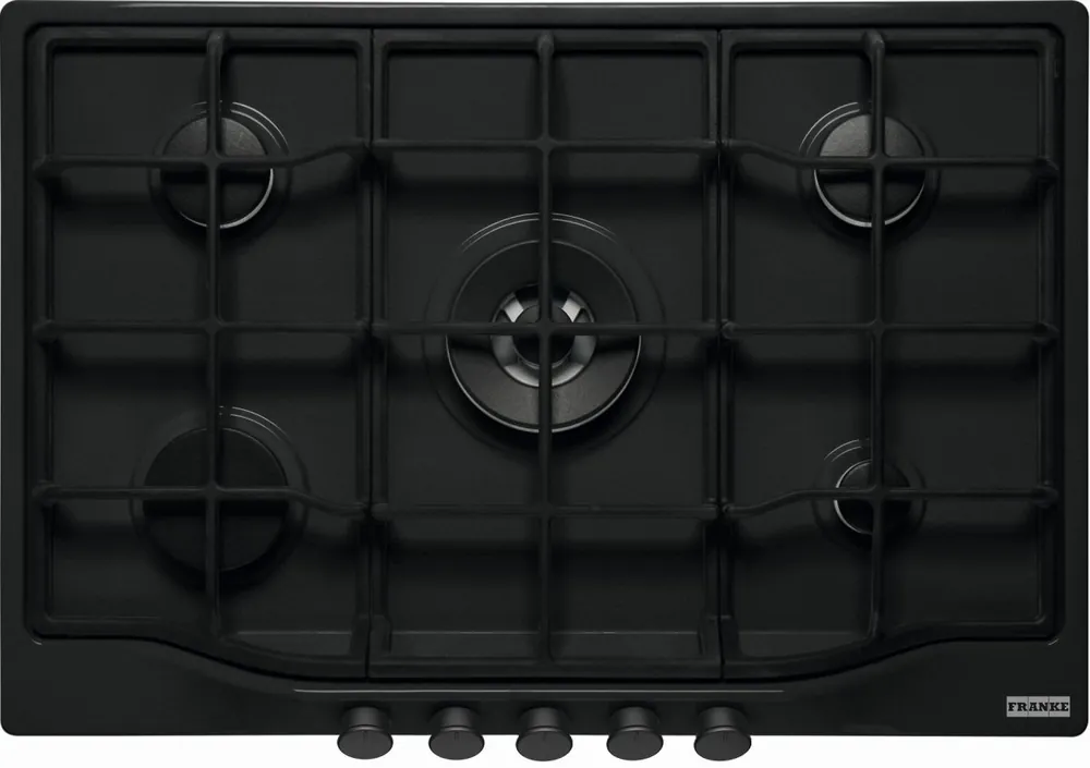 Plita gaz incorporabila Franke Country FCH 755 4G TC BT C cu 5 arzatoare, arzator tripla coroana, gratare fonta, Matte Black Ofertă exclusivă