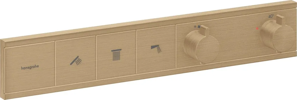 Baterie cada - dus termostatata Hansgrohe RainSelect cu 3 functii, montaj incastrat, necesita corp ingropat, bronz periat Cel mai bun preț