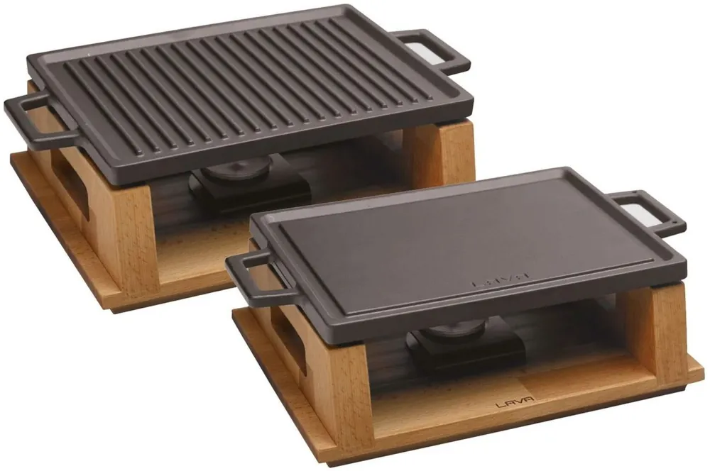 Tava grill din fonta emailata Paderno Cast Iron cu suport de lemn, 22x30cm Cumpără online