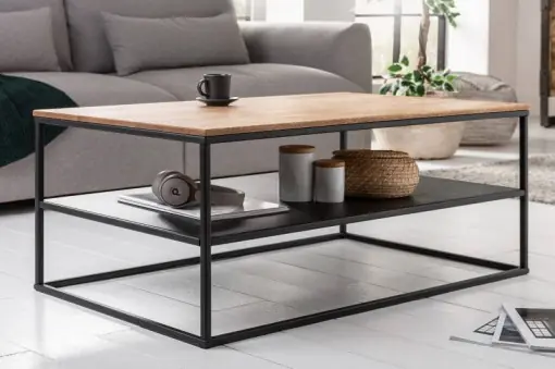 Bestseller MASUTA DE CAFEA DIN METAL SI LEMN MASIV, APARTMENT 95CM, STIL INDUSTRIAL