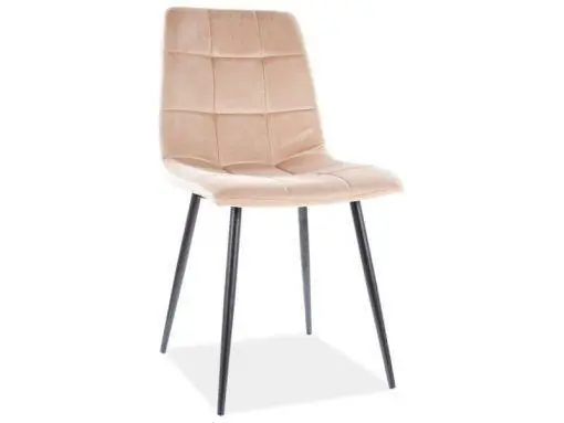 SCAUN DINING MILA, BEJ BLUVEL 28/NEGRU MAT, TAPITERIE DIN CATIFEA SI PICIOARE DIN METAL, STIL MODERN Expediere rapidă