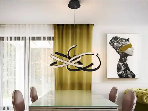 Promoție LUSTRA/PLAFONIERA RING II, 74 CM, NEGRU MAT/OPAL, DIN METAL, ALUMINIU SI ACRIL, STIL MODERN