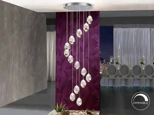 LUSTRA/PLAFONIERA ROCIO, CONTROL BLUETOOTH, 50 CM, CROM/TRANSPARENT, DIN STICLA SI METAL, STIL MODERN Ultima șansă