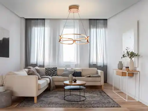 LUSTRA/PLAFONIERA COLETTE, CU TELECOMANDA, 47CM, AURIU ROSE/OPAL, DIN ALUMINIU SI SILICON, STIL MODERN Comandă acum