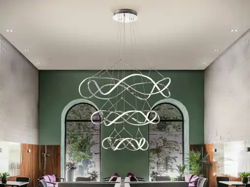 LUSTRA/PLAFONIERA MOLLY, CONECTARE BLUETOOTH, 130/340 CM, CROM/OPAL, DIN METAL, ALUMINIU SI SILICON, STIL MODERN Cel mai bun preț