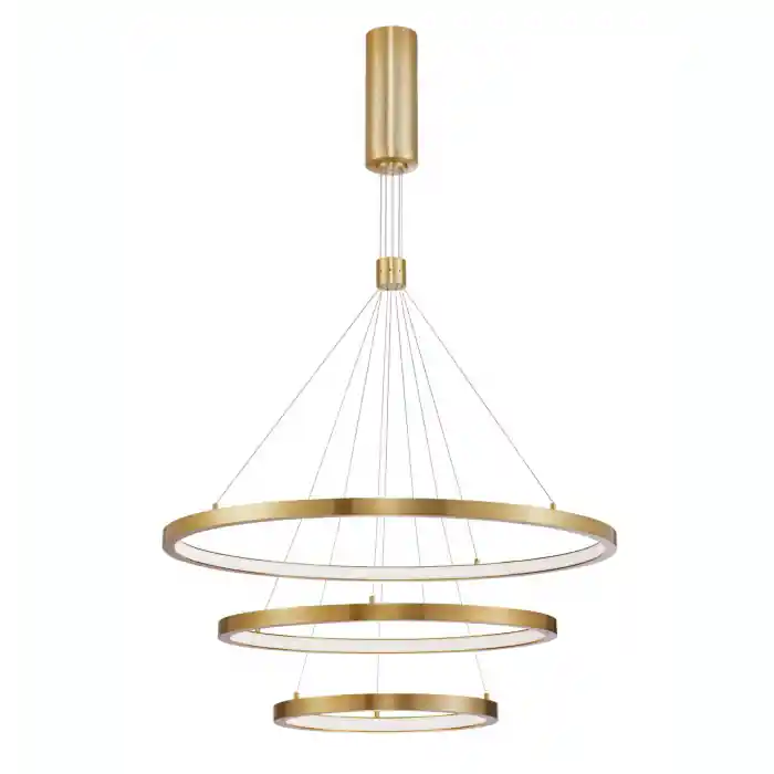 Lustra pendul LED dimabila Rayen alba/neagra/aurie, 3 piese tip inel, design minimalist, 9175108 - Novaluce Super ofertă