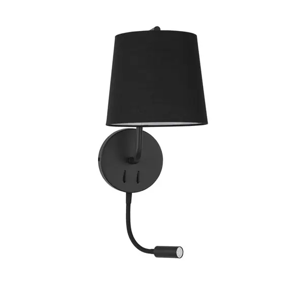 Aplica de perete neagra/alba Zarto, baza metalica, abajur textil, brat cu LED ajustabil, 9129330 - Novaluce Cumpără online
