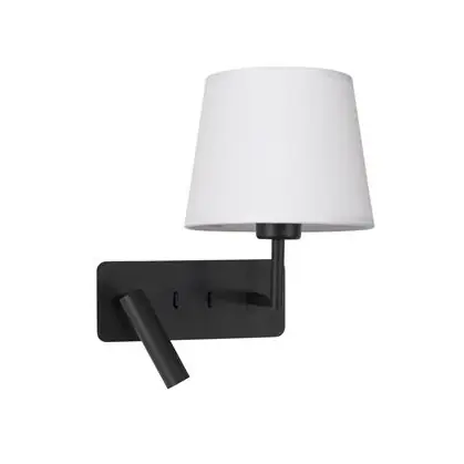 Aplica de perete alb-negru Eduaro, baza metalica, abajur textil, cu LED ajustabil, 9919151 - Novaluce Plată securizată