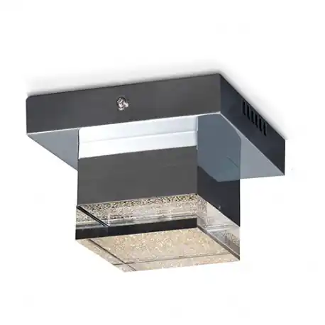 Cumpără acum Plafoniera LED crom patrata Aiko, din metal si acril partial texturat, 475168 - Schuller