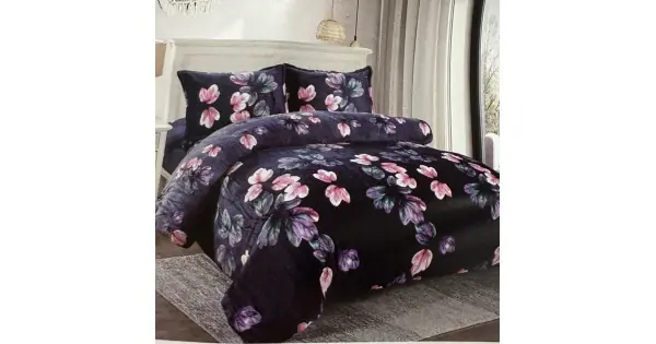 Preferatul clienților Lenjerie pat dublu, Super Pufoasa COCOLINO, 4 piese, Bleumarin, Multicolor, flori