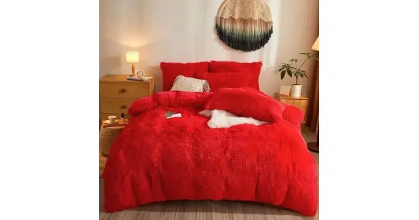 Lenjerie pat super pufoasa COCOLINO Fluffy 4 piese Roșu deschis Livrare rapidă