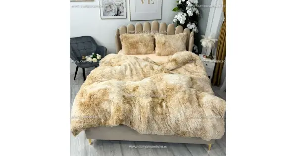 Lenjerie pat super pufoasa, COCOLINO Fluffy, 4 piese, Bej deschis degrade Plată sigură