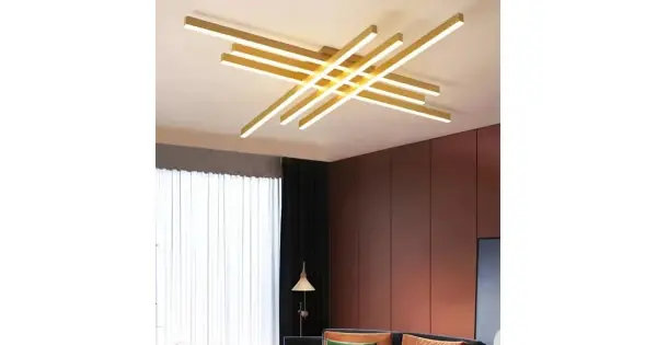Noutate Lustra LED RFAN, Model R9112/6, Cu Telecomanda, 3 Tipuri De Lumina, Intensitate Reglabila, 146W, Auriu