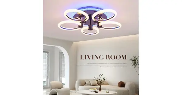 Lustra LED RFAN, Model 1003-5RGB, Cu Telecomanda, 3 Tipuri De Lumina Plus Lumina RGB, Intensitate Reglabila, Negru Popular