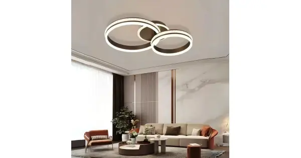 Super ofertă Lustra LED RFAN, Model F2331-2, Cu Telecomanda, 3 Tipuri De Lumina, Intensitate Reglabila, 194W, Maro