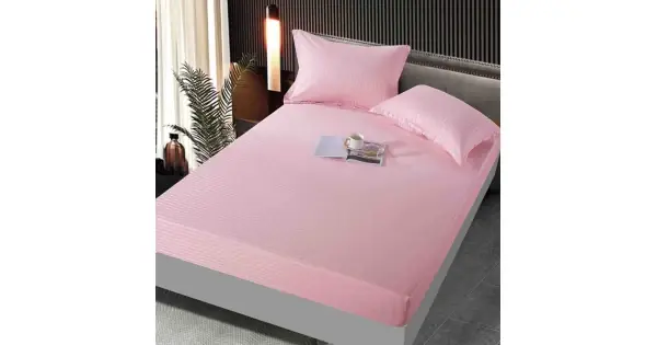 Cearsaf cu elastic, Damasc, 160x200cm, Jojo Home, roz Doar azi