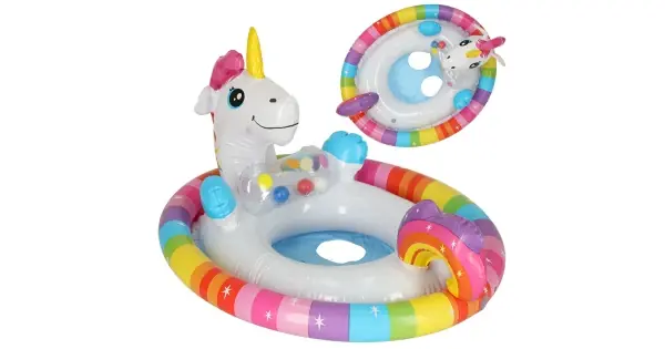 Colac de inot gonflabil, cu scaun, pentru bebelusi, cu unicorn, greutate maxima 23 kg, 3-4 ani Popular
