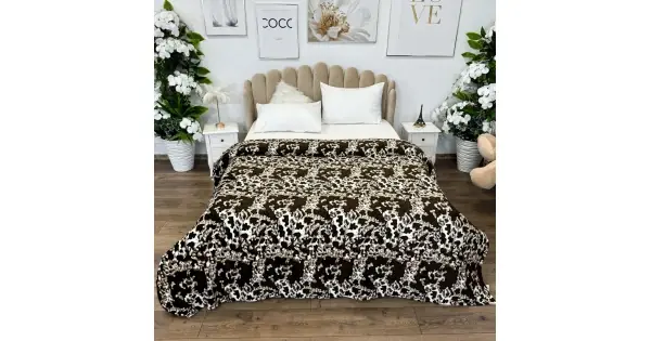 Patura pufoasa cocolino 200x230cm, 240g/mp, Maro, animal print Livrare expres