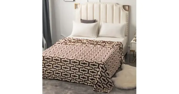 Patura pufoasa cocolino 200x230cm, 240g/mp, Crem, Maro, linii ondulate Livrare expres