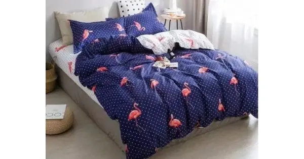 Lenjerie pat dublu, FINET, 6 piese, Bleumarin-Roz, flamingo Cumpără online