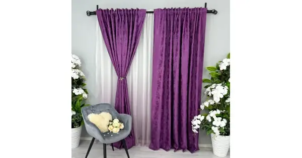 Draperie din Jacquard model Nisip, Mov, 200cm latime x 2,7m inaltime, cu rejansa pt sina Vezi acum