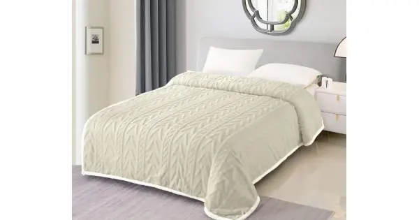 Patura CoCoLiNo tip Tricotaj cu blanita, 200x230cm, Crem Retur ușor
