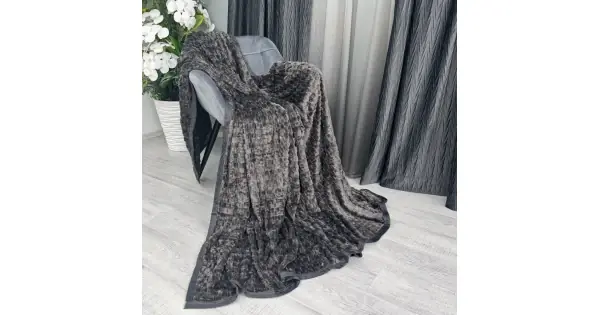 Patura pufoasa cocolino gofrata 200x230cm, 350gr, Gri Antracit Cumpără online