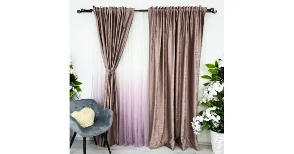 Set 2 Draperii Catifea cu model Venti, Lila, 140cm latime x 260cm inaltime, cu tiv lat pt bara Disponibil imediat